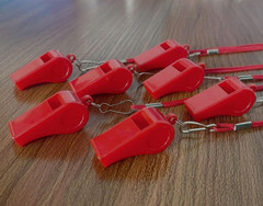20 Pcs Plastic Loud Whistles with Lanyard for Referee Coaches Basketball Footbal