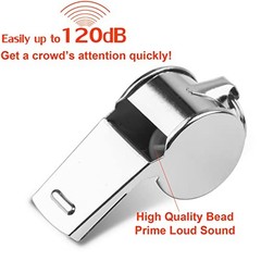 Whistle 24 PCS Stainless Steel with Lanyards Silver New