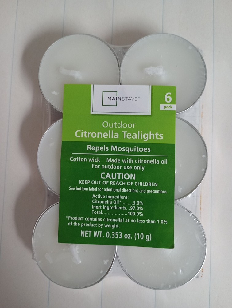 Citronella Candle Outdoor Tea-light 6-Pack by Mainstays Home Essential Brands
