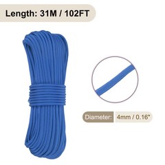 550 Paracord Rope 102ft, 4mm Thin Paracord Nylon Survival Cord Blue