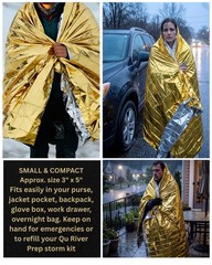 Emergency Thermal Blanket, Gold/Silver, 4 Pack