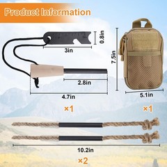 Acostop Fire Starter Tool Kit Survival Gear for Hiking Campfires Bushcraft 5/16