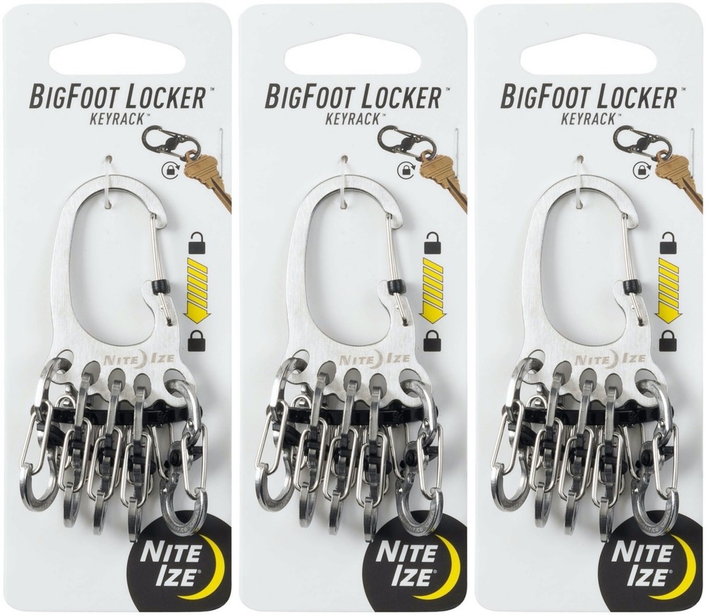 Nite Ize BigFoot Locker Stainless Steel KeyRack – Stainless (3-Pack)