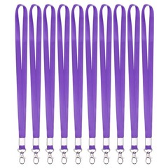10Pcs 16.9″ Polyester Flat Lanyard with Lobster Clasp for Keys, Purple