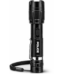 POLICE Stun Gun 1159 Heavy Duty Metal Rechargeable LED Flashlight Black