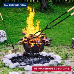 42″ Fire Tongs Firewood Log Grabbers and Fire Poker Set, Portable Detachable Hea