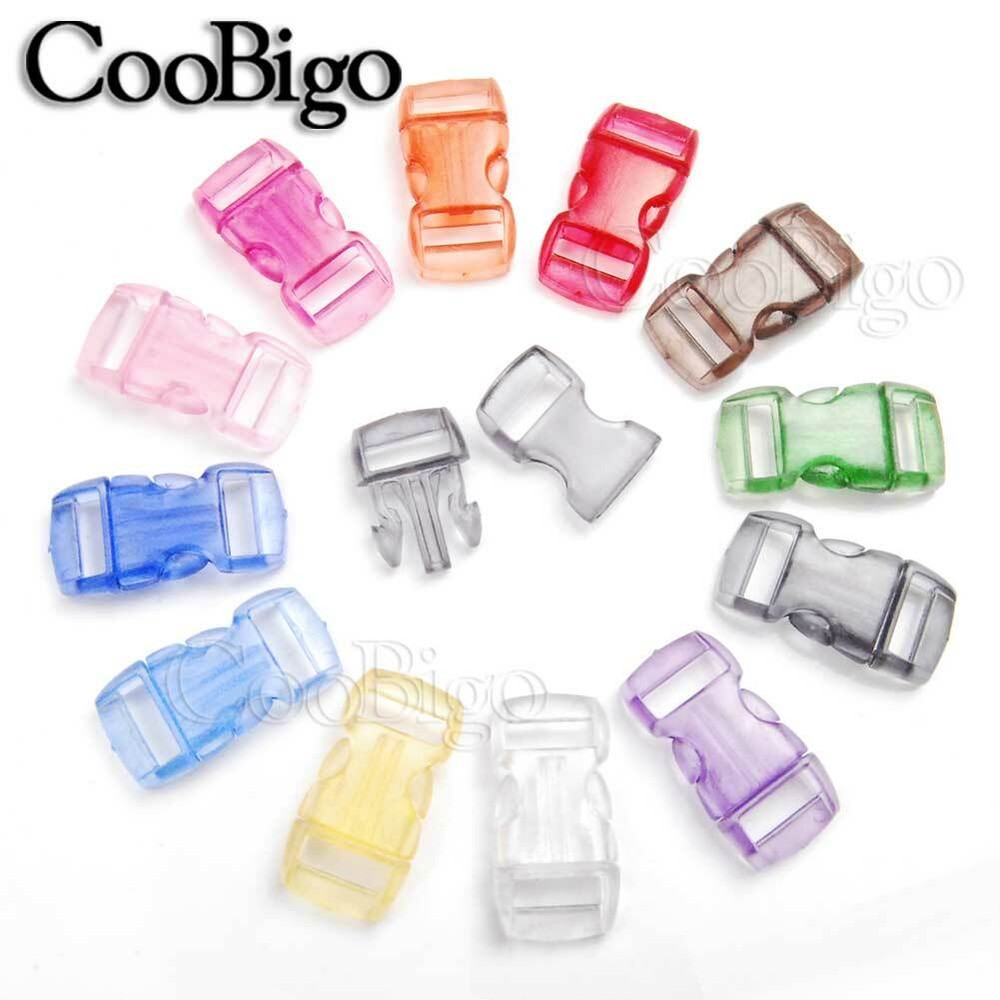 50x Assorted Colors Clear 3/8″ Curved Side Release Buckles Paracord Bracelet