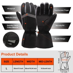 GEMSTONEGO Heated Gloves for Men Women – Electric Hand Warmers Large, Black