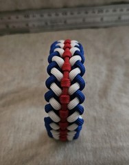 Sanctified Covenant 550 paracord bracelet. Red white and blue. 9.5 in long