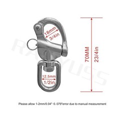 Pair of 2-3/4in70mm Swivel Eye Snap Shackle Quick Release Bail Rigging Sailin…