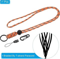 20″ Paracord Lanyard Neck Keyring Cord Strap Badge Holder Camouflage Orange