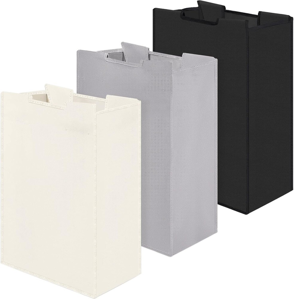 Bonuci 3 Pcs Laundry Sorter 14.76″ x 8.66″ x 21.65″, Beige, Gray, Black