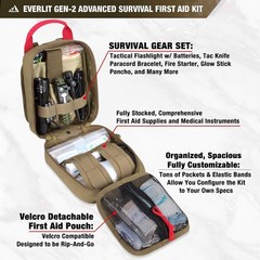 EVERLIT Survival Upgraded First Aid Kit 161 Piece Set, Coyote Brown
