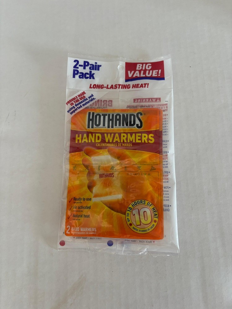 HotHands Disposable Hand Warmers 2-Pair Pack Long-Lasting Natural Heat 10 Hours