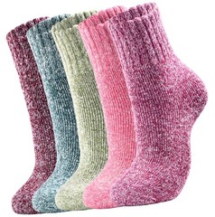 Candsliky Wool Winter Socks for Men, Thick Boot Crew Socks, 5 One Size, Mix 2