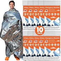 «10 Emergency Thermal Blankets Survival Mylar First Aid Hiking 84” x 52” Militar