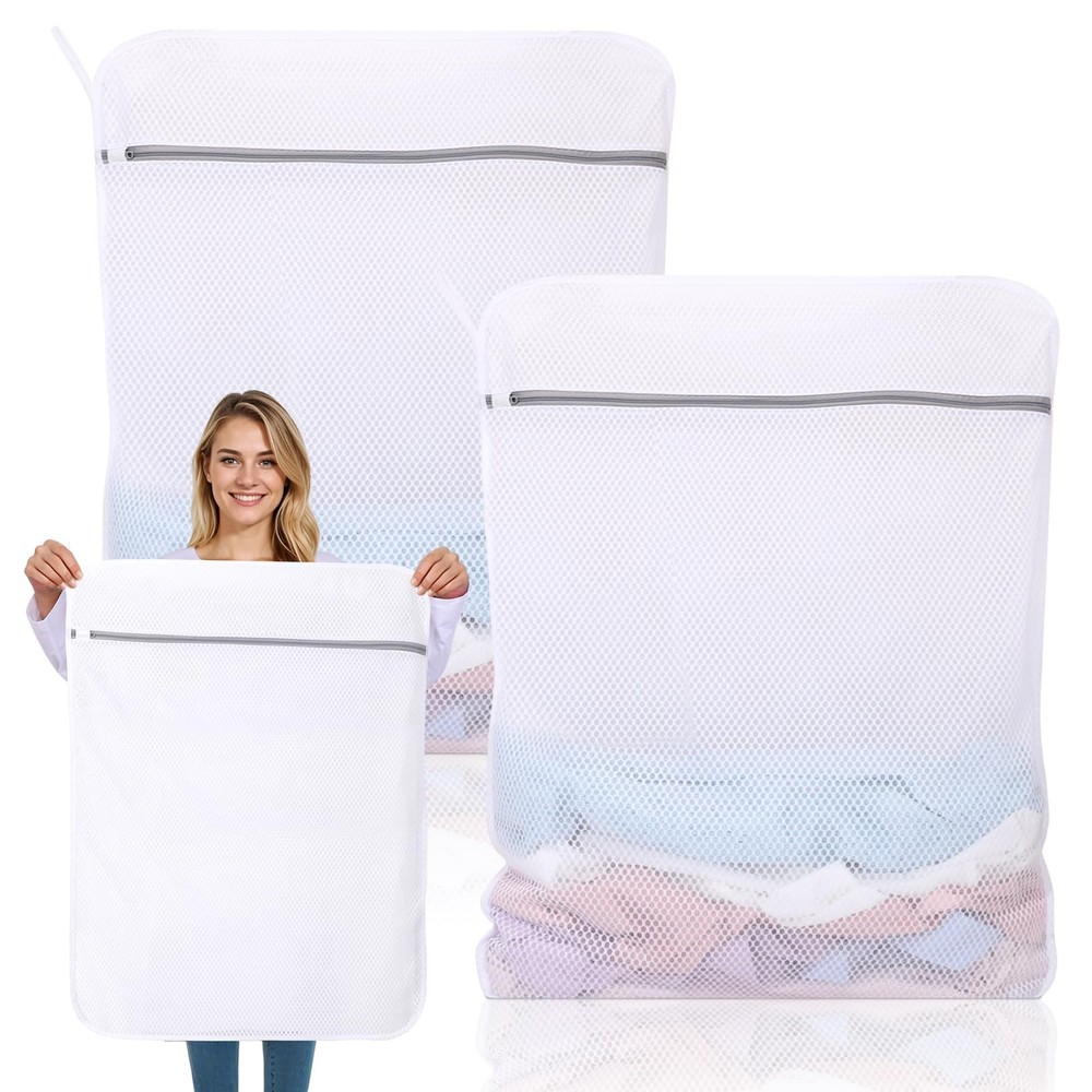 Dntorx 2 Pack XX-Large Mesh Laundry Bags for Delicates, 24 2 XX-Large, White