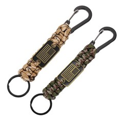 2Pcs Paracord Keychains, Paracord Keychain with USA Flag,Green&Desert Camouflage