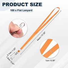 100Pcs 17.3″ Nylon Lanyard with Key Carabiner, Orange for
