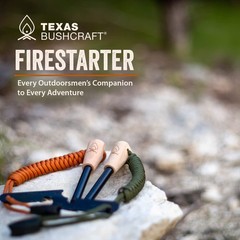 Texas Bushcraft Fire Starter – 3/8″ Ferro Rod with Striker & Paracord Lanyard