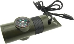 Multifunctional 7 in 1 Camping Hiking Outdoor Whistle with Compass Magnifier LED