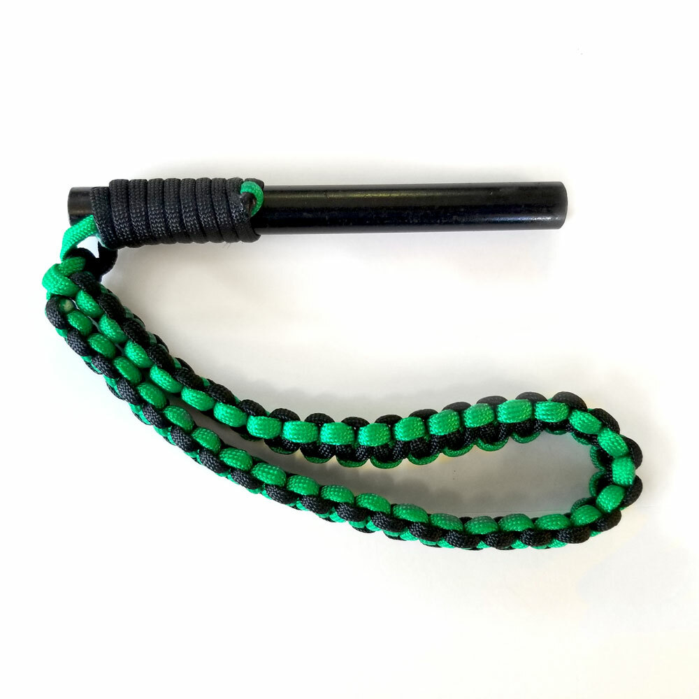 Ferro Rod Fire Starter – The BigDaddy – Green and Black – 5in by 1/2in
