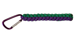 NEW Handmade Paracord Lanyard Keychain Key Ring Green & Purple 6” x 0.5”