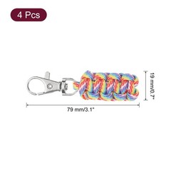 4pcs Paracord Zip Laces, Keychain with Lanyard, Red/Yellow/Blue