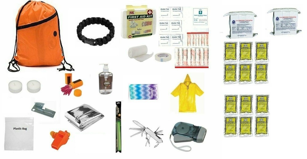 Earthquake Survival Kit Emergency 6 Day Food Water (12) packs Gear Bag