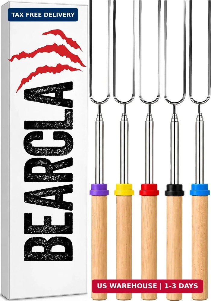 BEARCLAW Smores Sticks for Fire Pit – Accessories for Campfire Marshmallow Roast