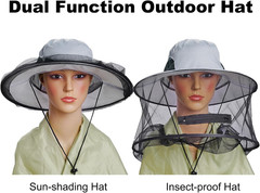 Mosquito Head Net Hat Sun Hat Garden Bug Hat with Hidden Net Mesh for Outdoor Ga