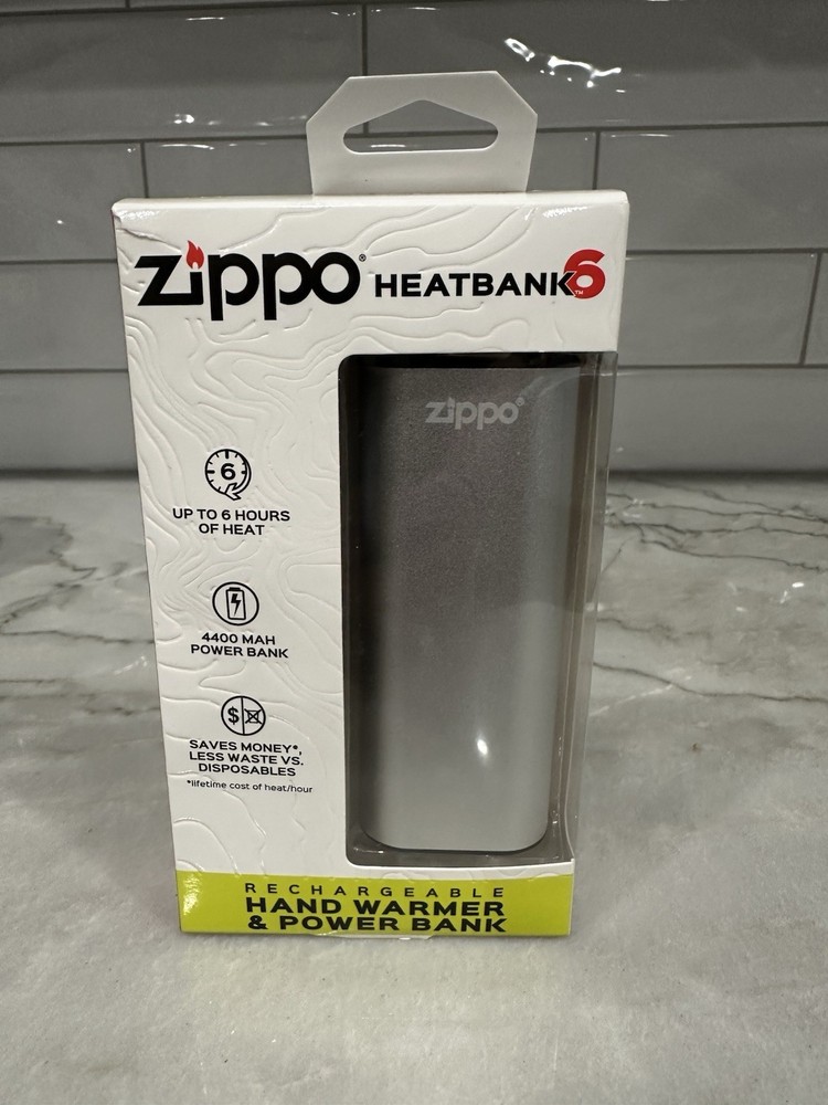 Zippo 40608, Silver HeatBank 6 Rechargeable Hand Warmer, USB Compatible