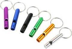 MIDELONG 6 pcs Emergency Whistle with Key Chain, Aluminum Extra Loud Safety