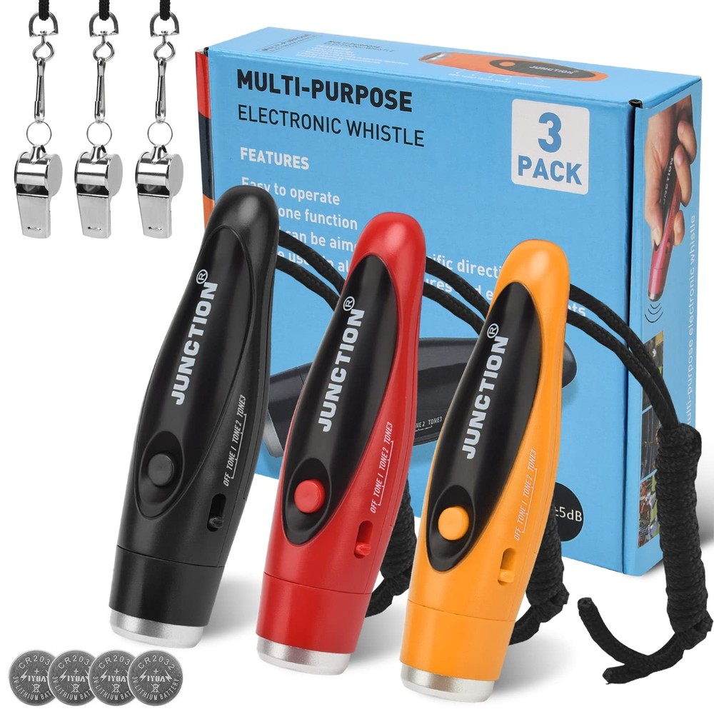 [3 Pack Box] Electronic Whistle, 3 Tone Handheld Electric Whistle with Lanyar…