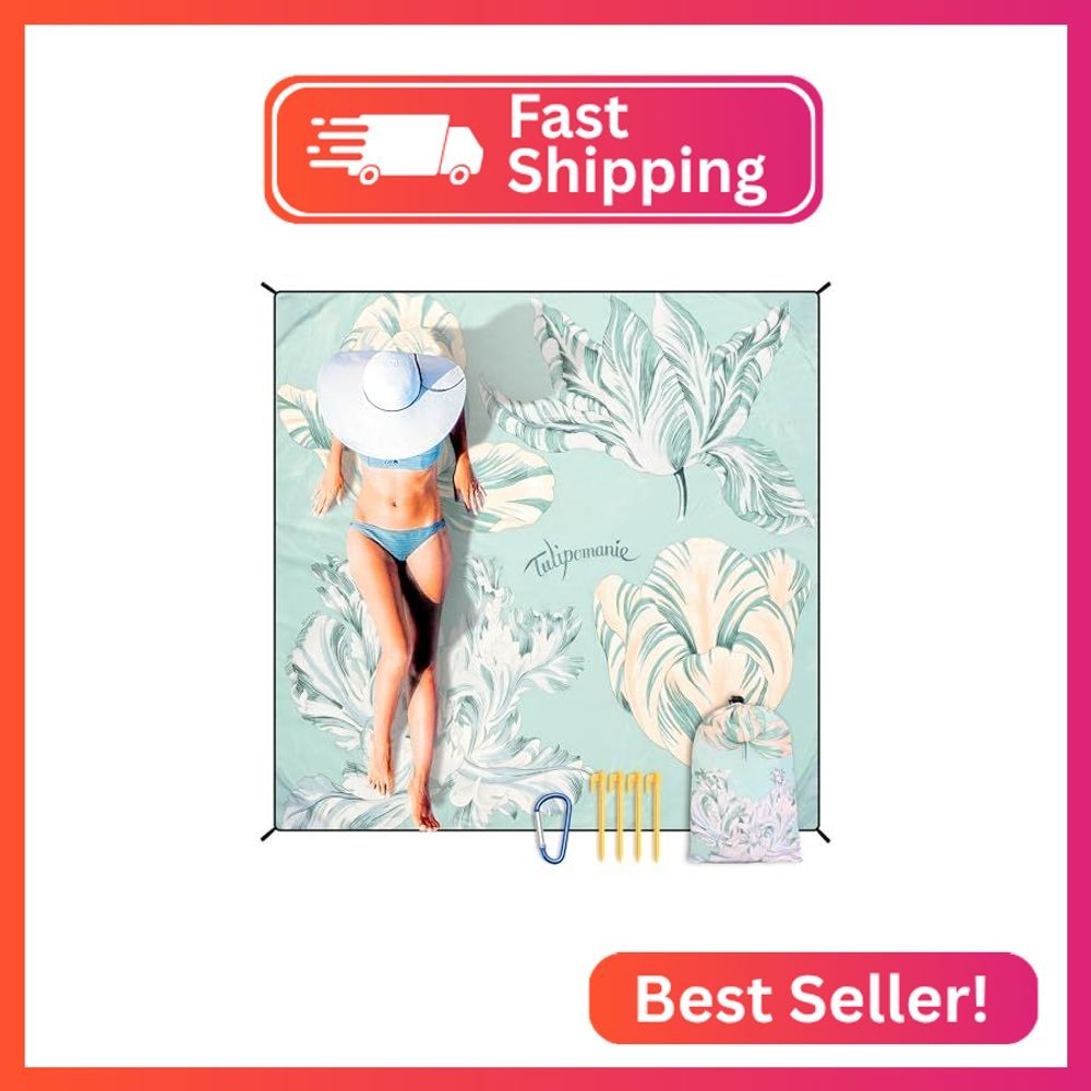 HIHOHO Waterproof Sandproof Beach Blanket Mat for 1-8 Adults, Quick Drying