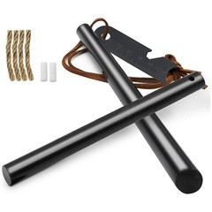 Fire Starter Survival Tool, Ferro Rod Kit with Leather Neck Lanyard and Multi…