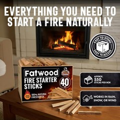 40lb Natural Fatwood Fire Starter Sticks | Easy Fire Starters for Grill, Campfir