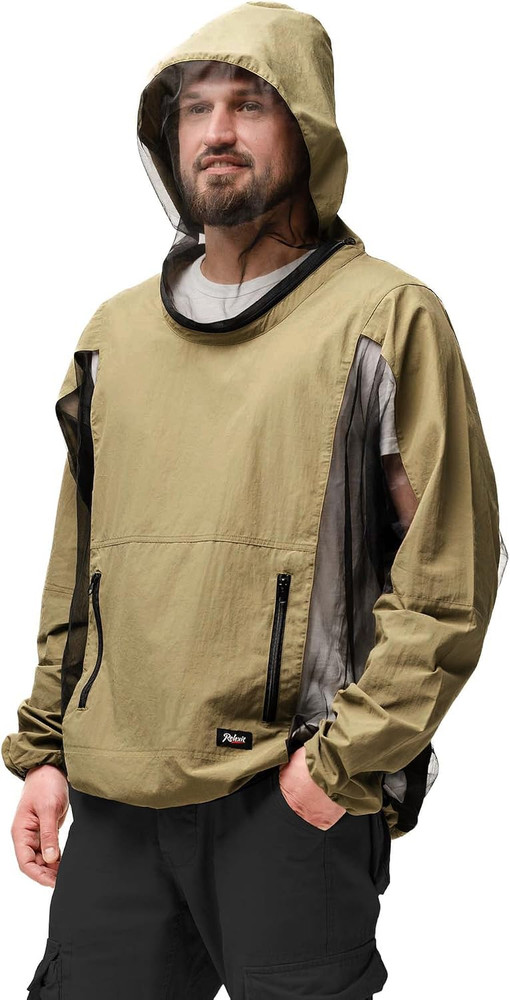 Mosquito Jacket, Durable Bug-Proof Jacket with Adjustable Hood & Pocket, Summer