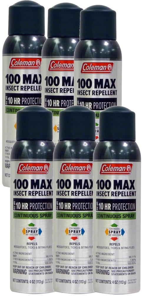 Coleman 100% MAX DEET Insect Repellent Spray – 6 Pack, Continuous Spray,