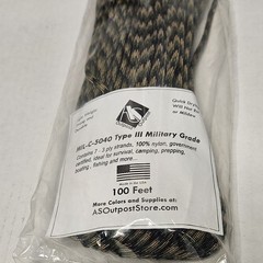 New 550 Paracord MIL-C-5040 Type III Military Grade, Camo 100 Feet, Made In USA