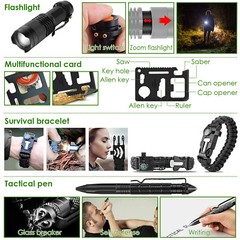 47Pcs Emergency Survival Kits Military Tactical EDC Gear Camping Tools w/ Pouch