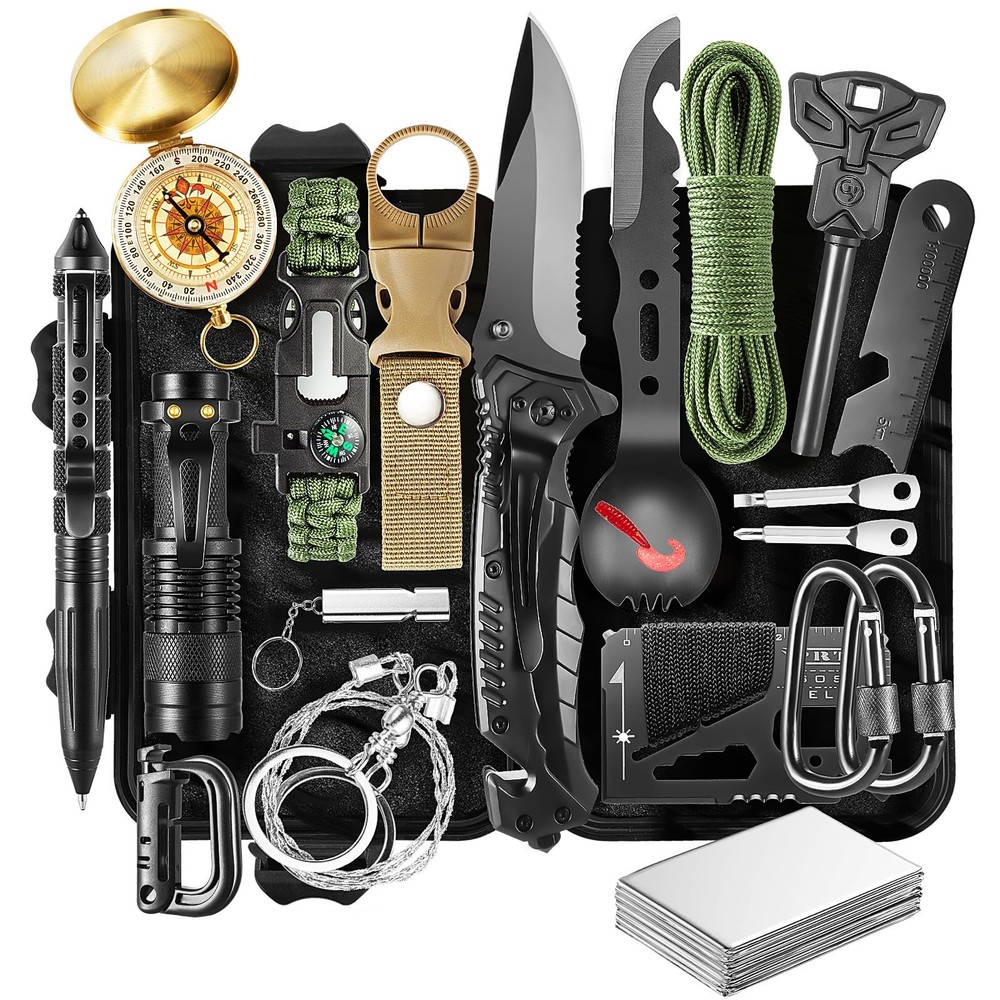 20 in 1 Survival Kit for Men Emergency & Outdoor Camping Gear, Compact Survi…