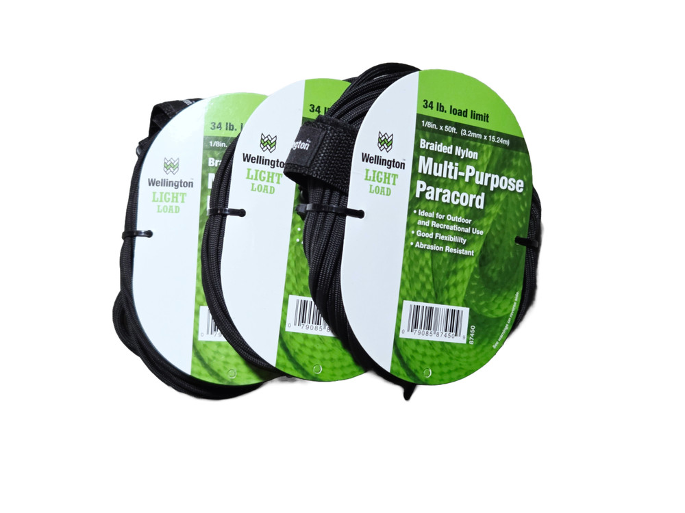 multi purpose light duty paracord 1/8» x 50ft 3pk