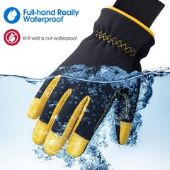 HODUP Insulated Synthetic Leather Winter Work Gloves – 3M Large, Yellow/Black