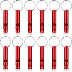 Weewooday 12 Pieces Emergency Whistle with Keychain Aluminum Emergency Survival