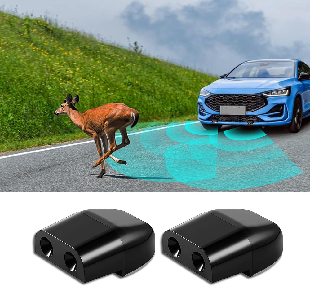 2PCS Deer Whistles for Car, Automotive Animal Warning Devices with Rubber Pads,
