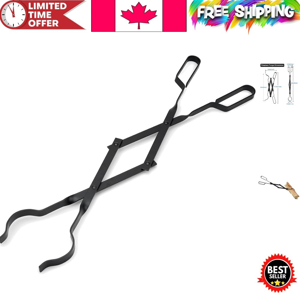 26-Inch Heavy-Duty Campfire Tongs – Premium Black Log Grabber for Safety