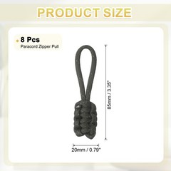 8Pcs Reflective Paracord Zipper Pull, 85 mm Length for Backpacks, Olive Green