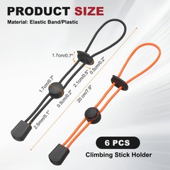 Climbing Stick Holder, Backpack Hiking Pole Ropes 8 Inch & 6 Pcs & Black/Orange