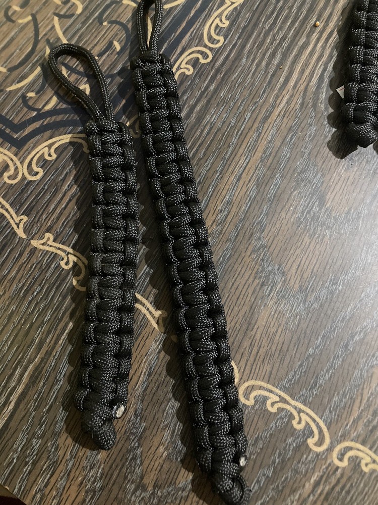 2 Black. Paracord Survival Loop Keychains 9” & 7”
